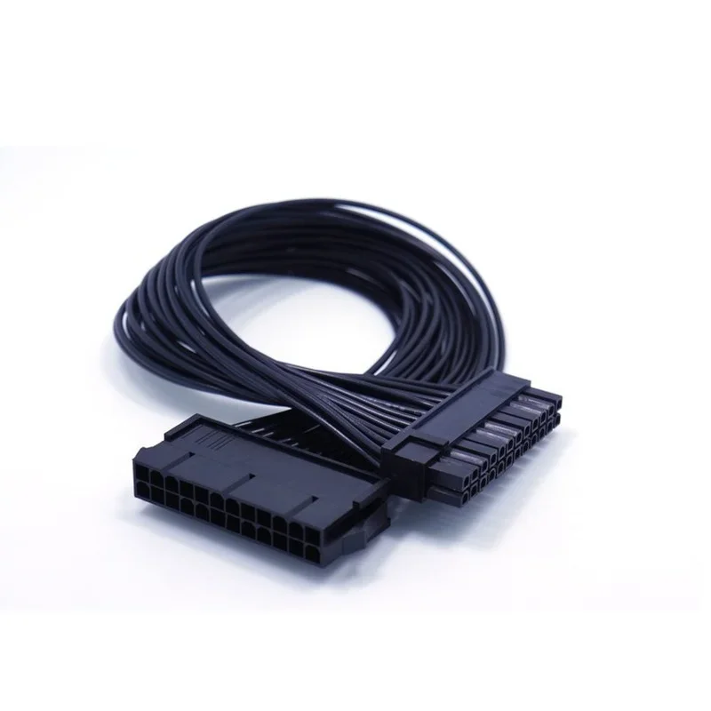 PSU Power Supply 24 Pin Extension Cable Splitter for ATX Motherboard, 24Pin To 24(20+4) Pin 12 Inch/ 30cm Black 24BB