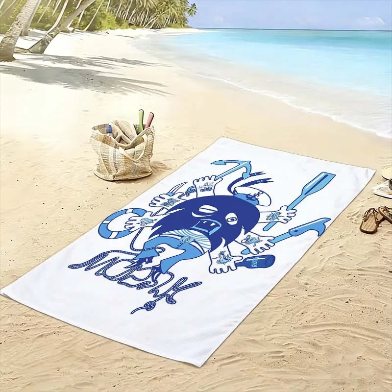 Oversized Pirate Octopus Beach Towel Tropical Ocean Summer Vacation Large Absorbent Nautical Decor 80x160cm
