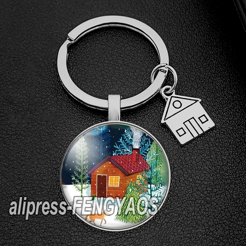 Beautiful House Keychains Colorful Country Life Keychain Lovely Cabin Purse Key Chains Key To The New House