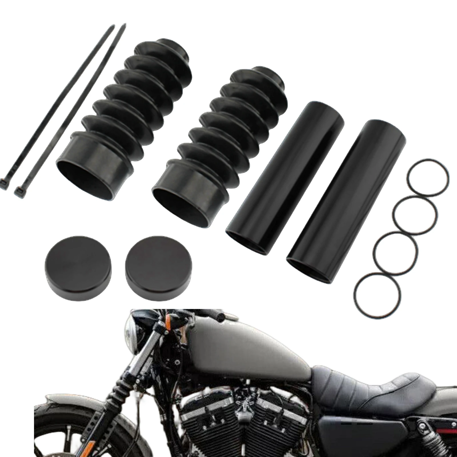 Para harley-davidson XL 1200C personalizado (EFI) 1200X cuarenta y ocho 2011-2017 tapas de tubo protector de cubierta de horquilla superior + inferior de motocicleta