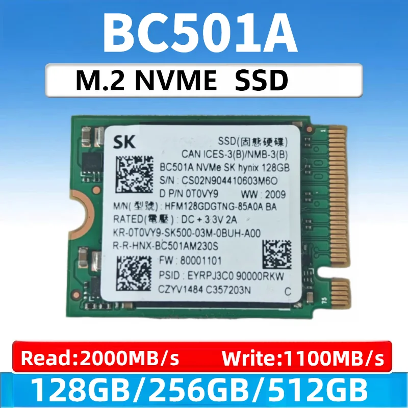 For SK hynix BC501A 128GB 256GB 512GB M.2 2230 NVMe PCIe Gen3 x4 SSD Internal Solid State Drive For Surface Mini PC Laptop