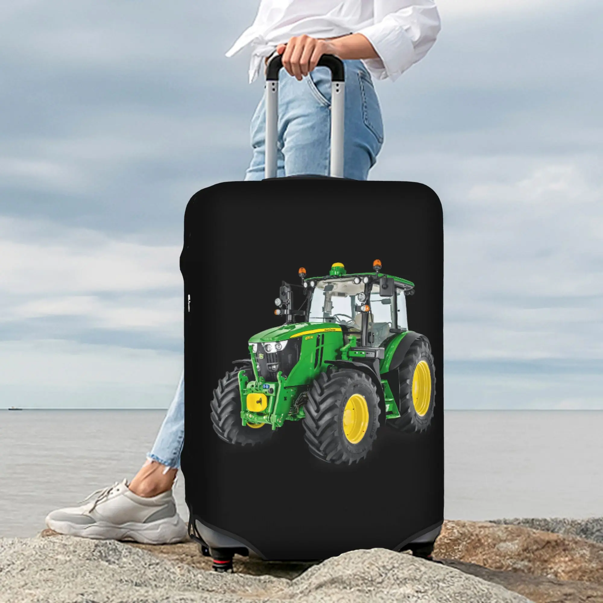 Custom Tractor Travel Luggage Cover Washable  Suitcase Cover Protector Fit 18-32 Inch