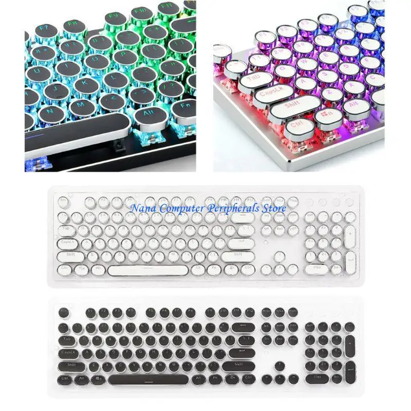 F68C Round Steampunk Backcaps Capts Set 104pcs لـ Cherry Mechanical Keyboard Keycap