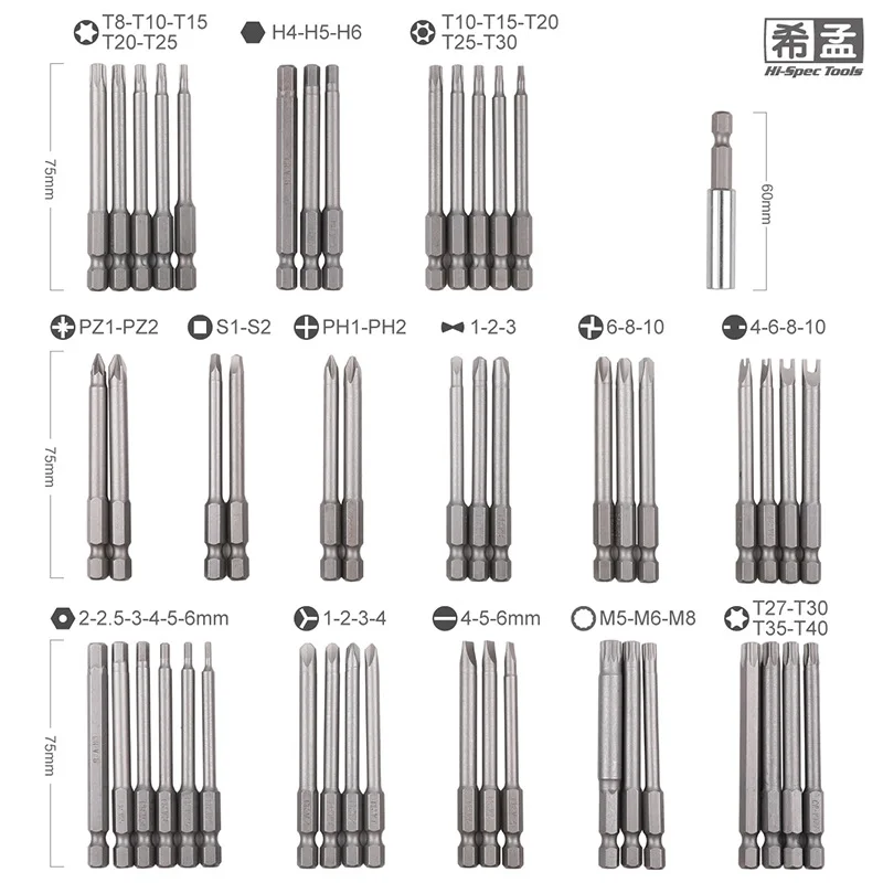 24 to 208 Piece Extended Screwdriver Bit Set with Chrome Vanadium Steel Bits, Magnetic Tips and Multiple Head Types for Repair