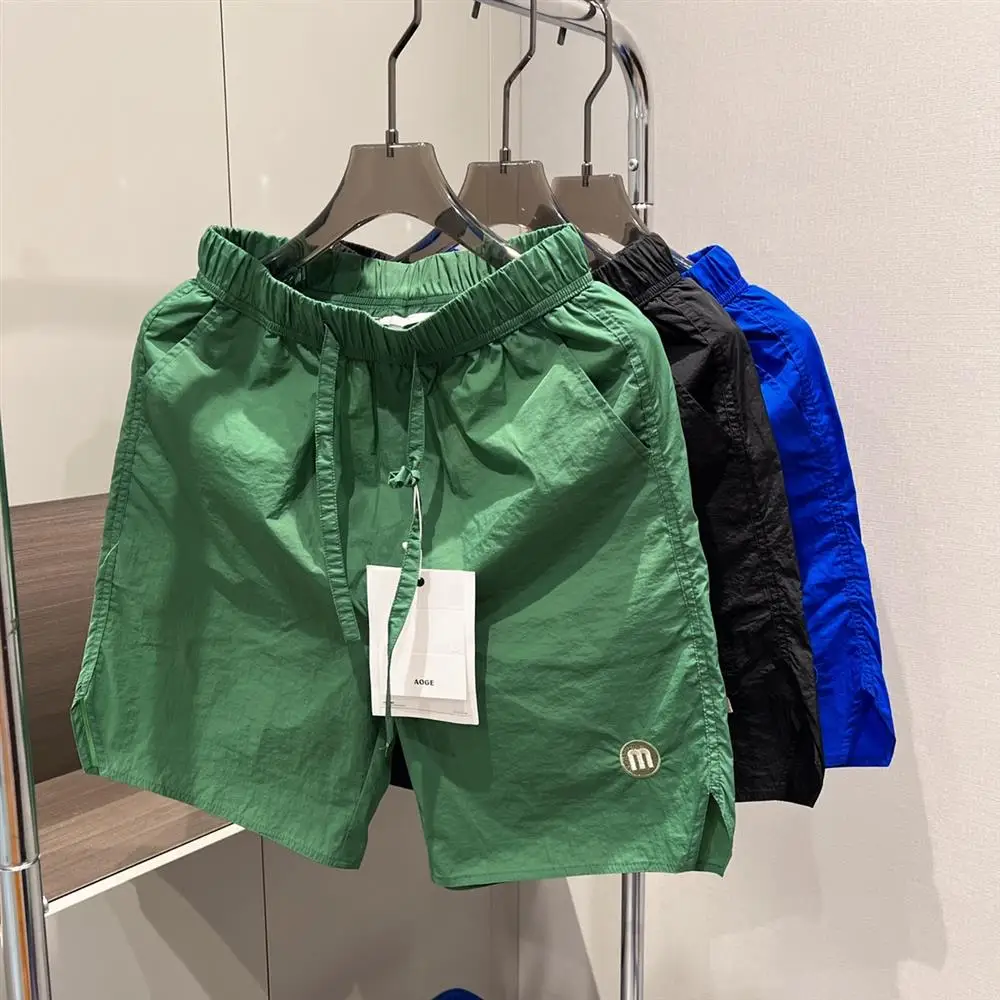 

Summer Thin Qui Dry Ice Silk Casual orts Men's High Waist Loose Five orts Youth Faion Beach Pants Straight Leg Trousers