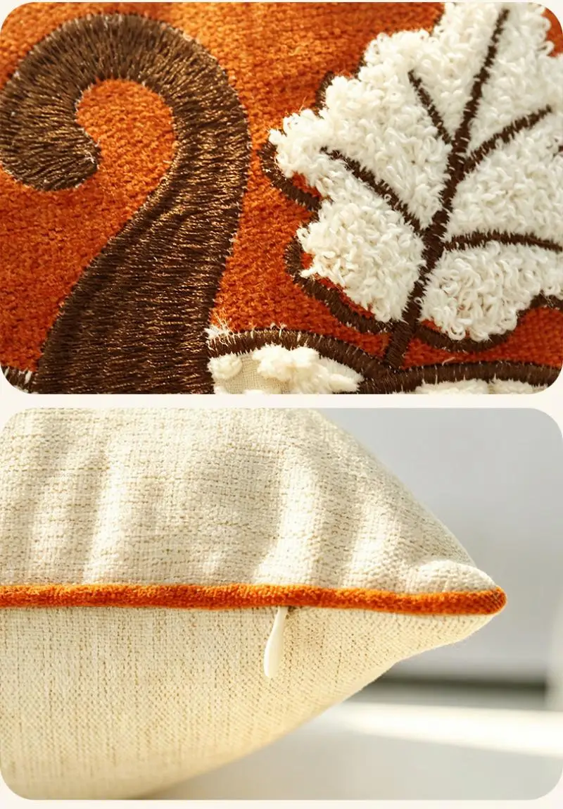 Thanksgiving Kürbis-Stickerei Kissenbezug Cojines Vintage Sofa-Kissenhülle Atmosphärische Heimdekoration Kissenbezüge – Detail 10