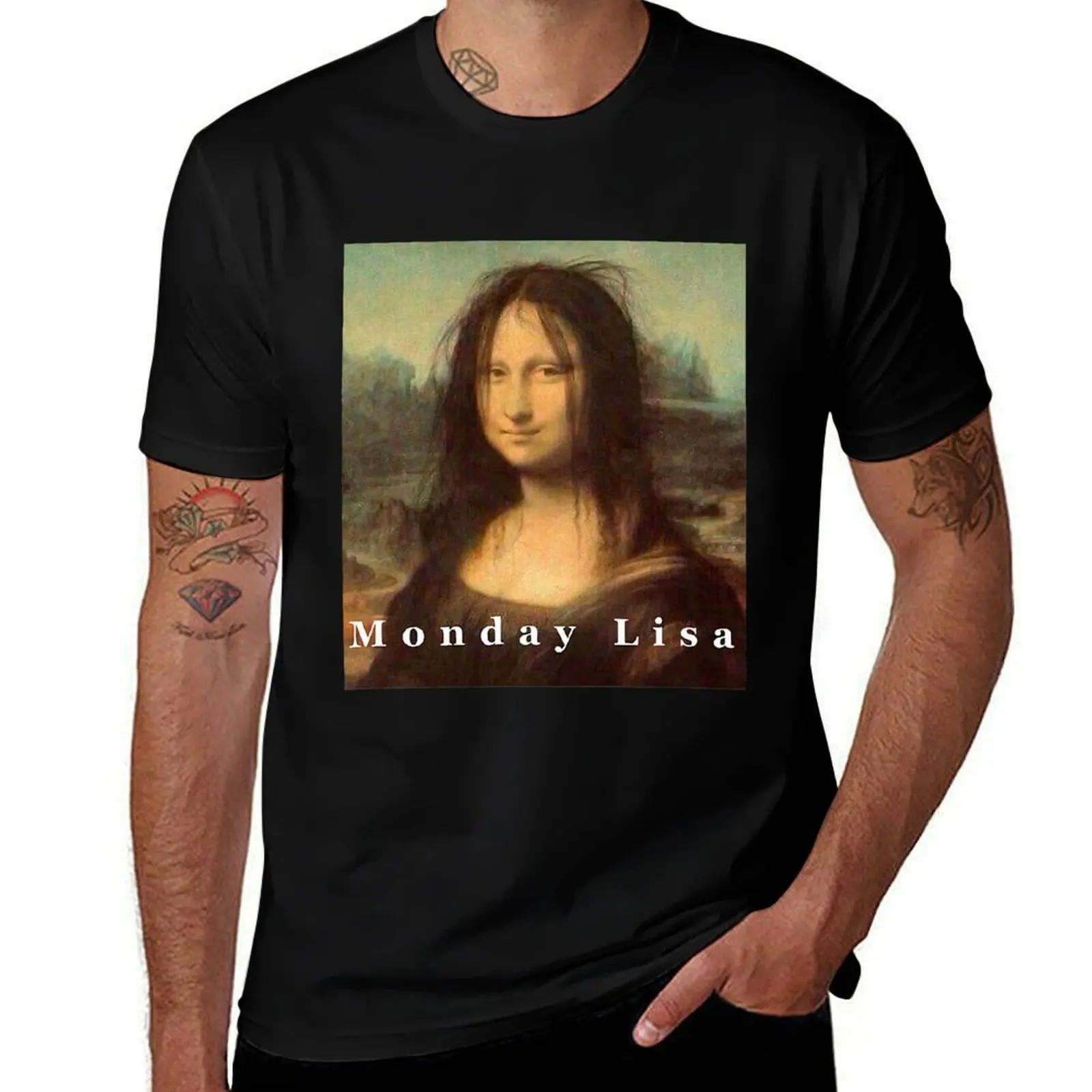 Футболка La Gioconda Mona Lisa Funny Monday Art, мужская футболка с принтом, футболка.