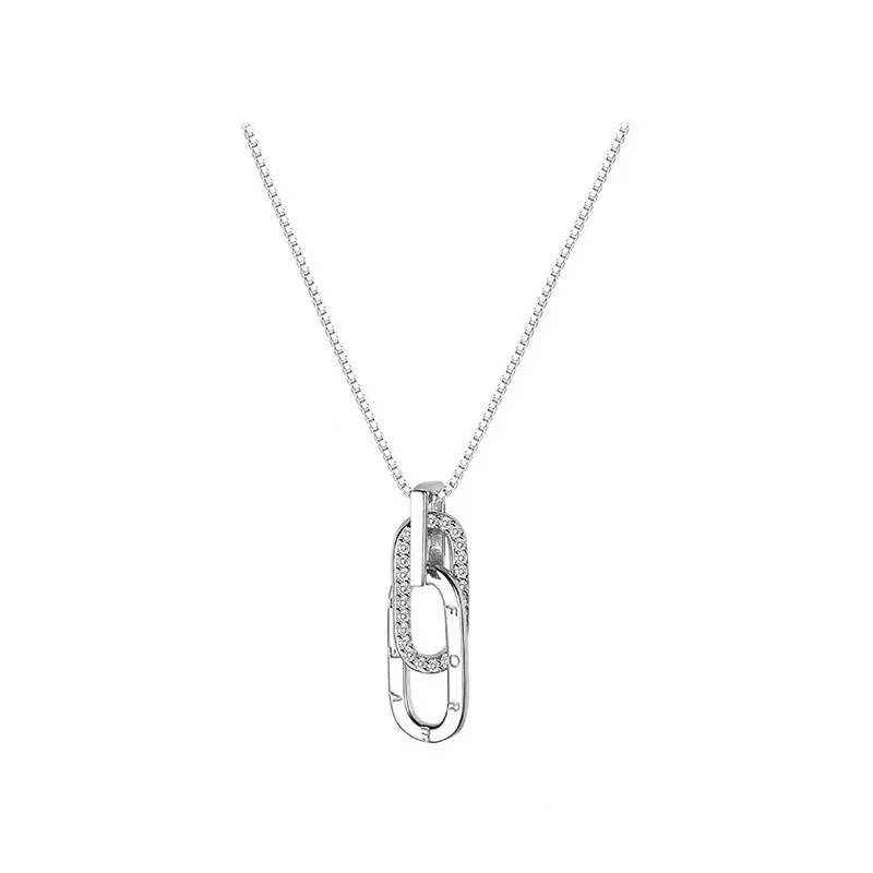 Women's 925 Silver Geometric Pendant Choker, Modern Style