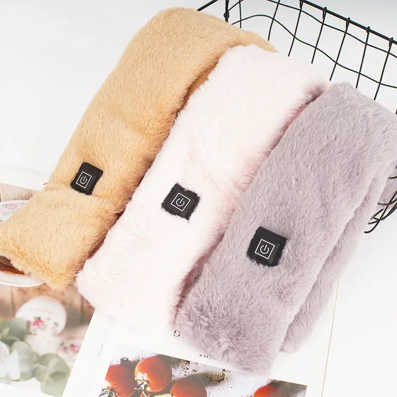 New imitation rabbit hair heating scarf usb winter warm heating Christmas scarf to protect cervical spine charging bib