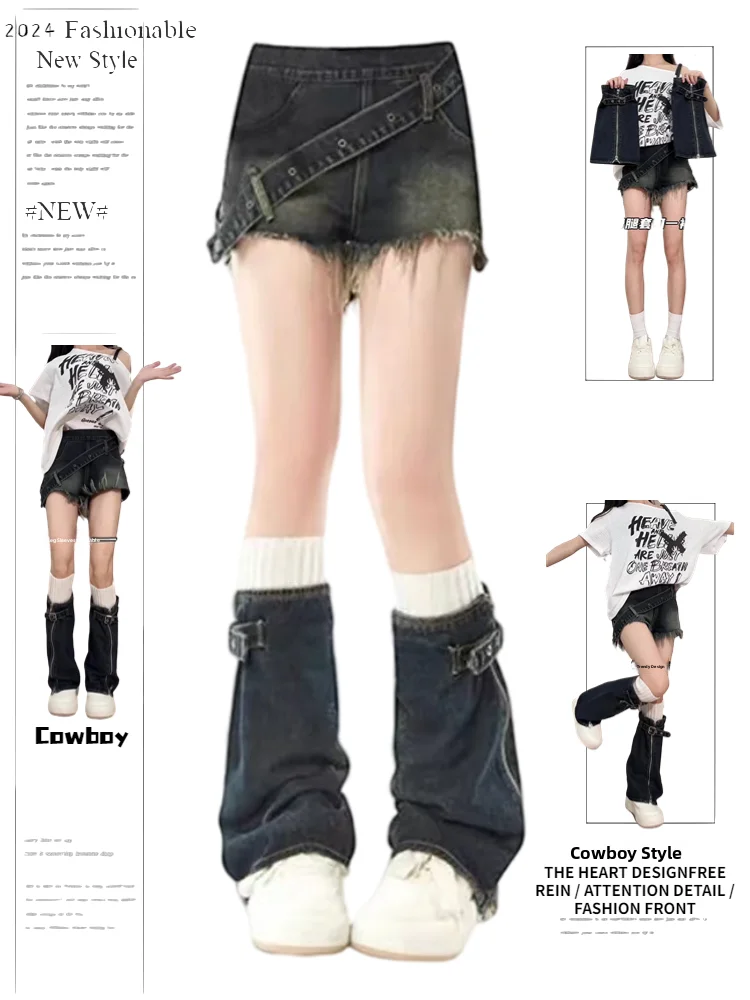 

High Waist Denim orts Women's Summer Slim Fit Zipper Side Slit Hot Pants Trendy Millennium Sle Casual Fem Jeans