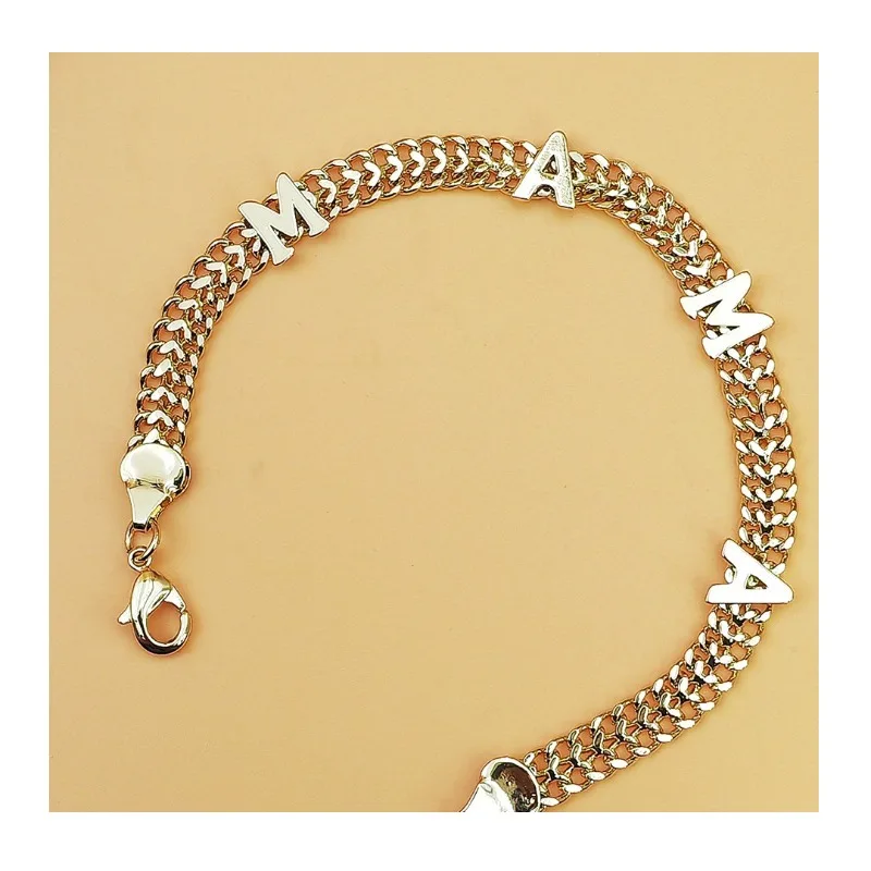 

Accessories Personality Light Luxury Punk Wide Edition Alphabet Bracelet Cuban Chain Hip Hop Explosion