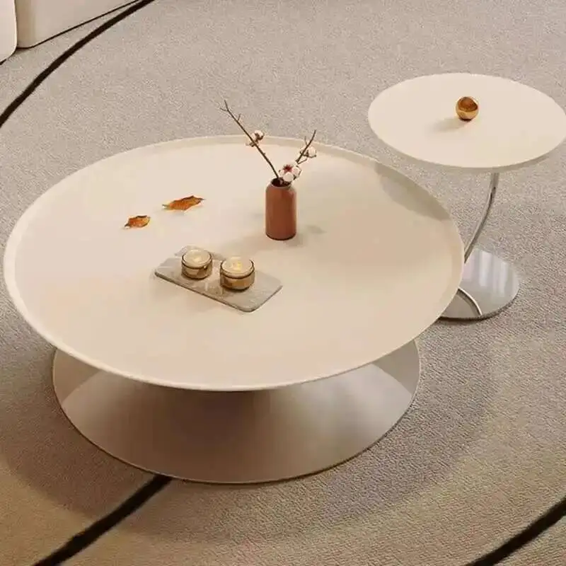 طاولة جانبية خشبية حديثة مستديرة فاخرة لغرفة المعيشة طاولة قهوة فريدة من نوعها للمدخل الأبيض الفاخر Pkoffietafels ملحقات المنزل #4