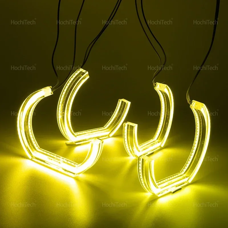Day Light DRL Angel Eyes LED CSL Style Lemon Yellow Headlight Ring Kit For BMW 3 Series E46 Sedan 1999-2005 Halogen Headlight view 5
