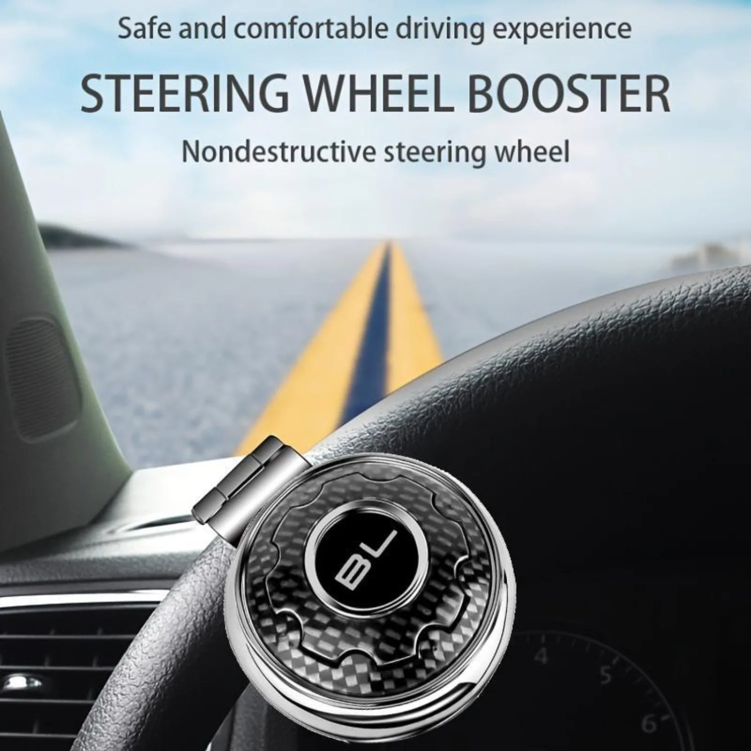 Lenkradknopf, Auto-Lenkradknopf im Kohlefaser-Stil, Auto-Lenkrad-Rotator, Auto-Innenzubehör, Griff