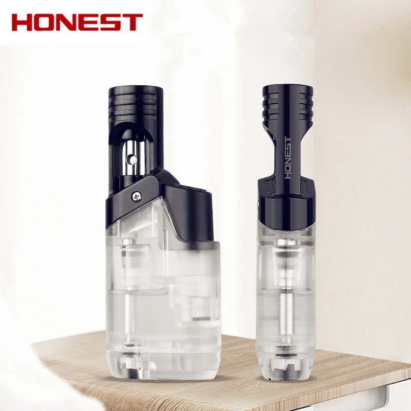 

HONEST Mini Welding Gun Windproof Jet Blue Fire Gas Lighter Large Capacity Oil Warehouse Outdoor Portable Cigar Lighters Smoking