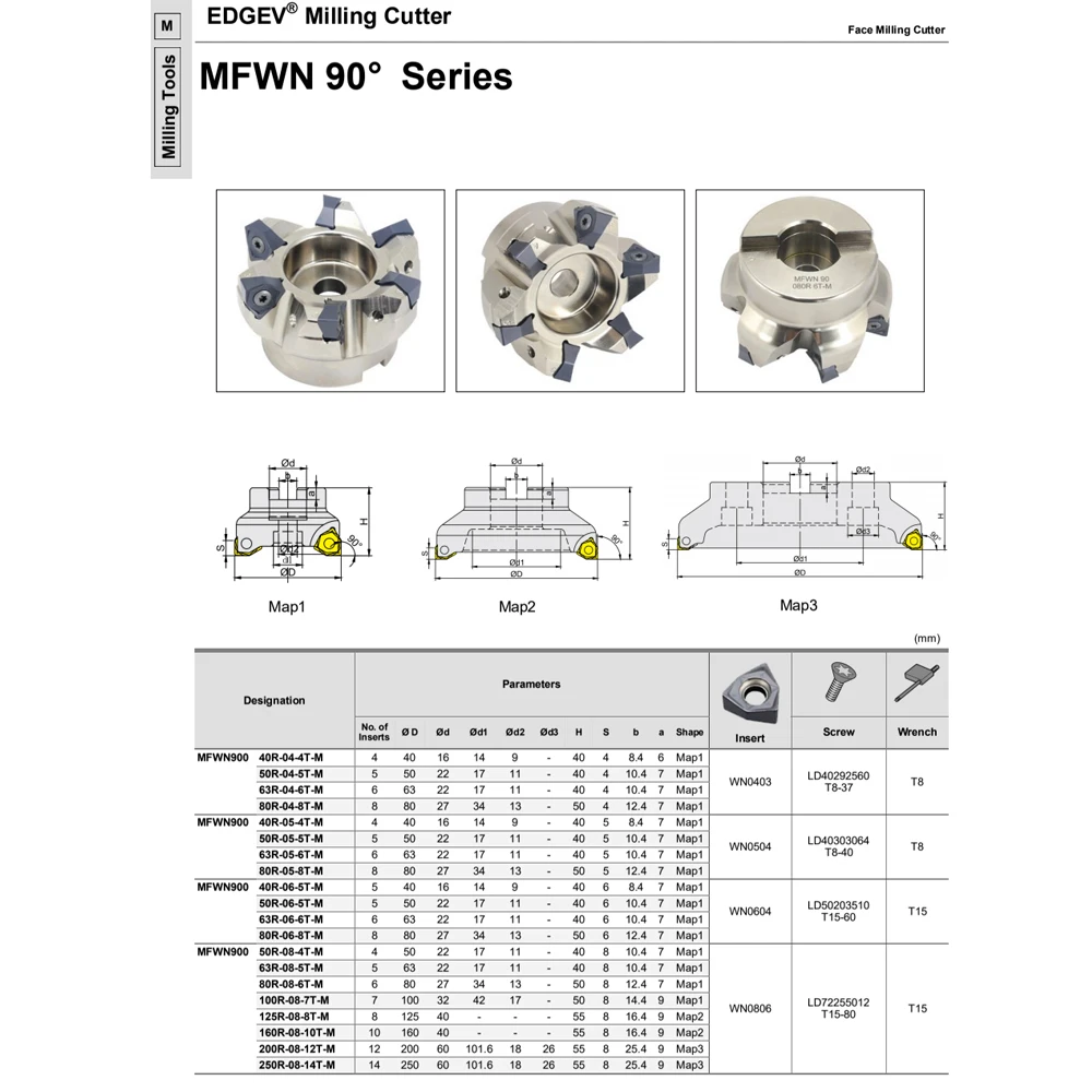 MFWN90 MFWN900 MFWN 90 22 40 T4 T5 T6 T7 Heavy Cutting Face Milling Cutter Head for WNMU WNMU060408 WNMU040304 WNMU080608 Insert