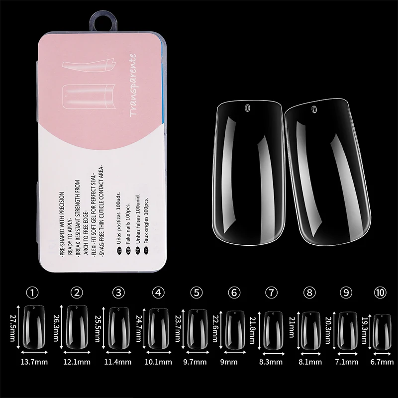 100 قطعة الأظافر لا تلميع الصحافة على الأظافر كاذبة تلميع خالية مسمار التصحيح عالية شفافة لينة هلام مسمار نصائح للتمديد #4
