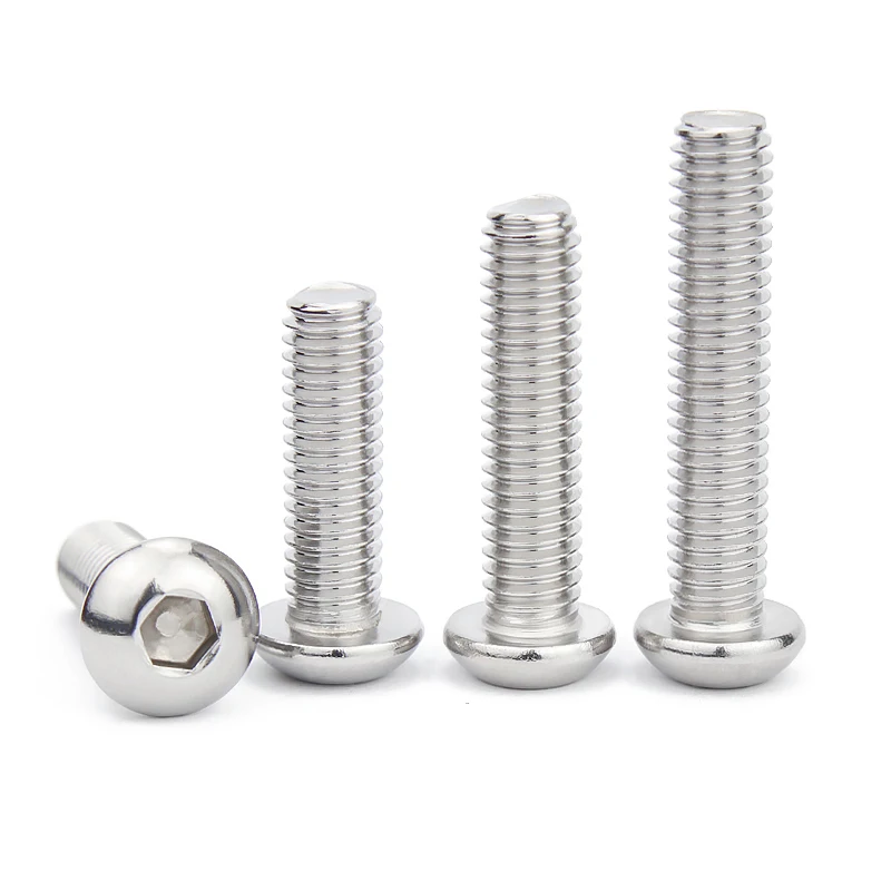 50Pcs M2 M2.5 M3 M4 ISO7380 GB70.2 304 Stainless Steel A2 Round Head Screws Mushroom Hexagon Socket Button Head Screw