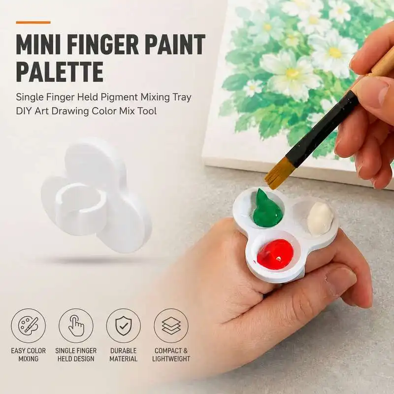 Single Finger Mini Pigment Mix Tray Portable Artist Paint Mixing Palette Handheld Drawing Accessory