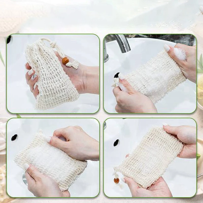 6 ชิ้นสบู่ Foaming สุทธิสบู่ตาข่ายฟองตาข่ายกระเป๋าสบู่ Saver สุทธิตาข่ายกระเป๋า Dispenser ห้องน้ําอุปกรณ์เสริม