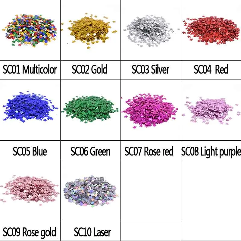 6/10mm Star Confetti Glitter Acrylic Stars Sequin Sprinkles for Wedding Birthday Party Table Decoration Confetti Balloon Filling