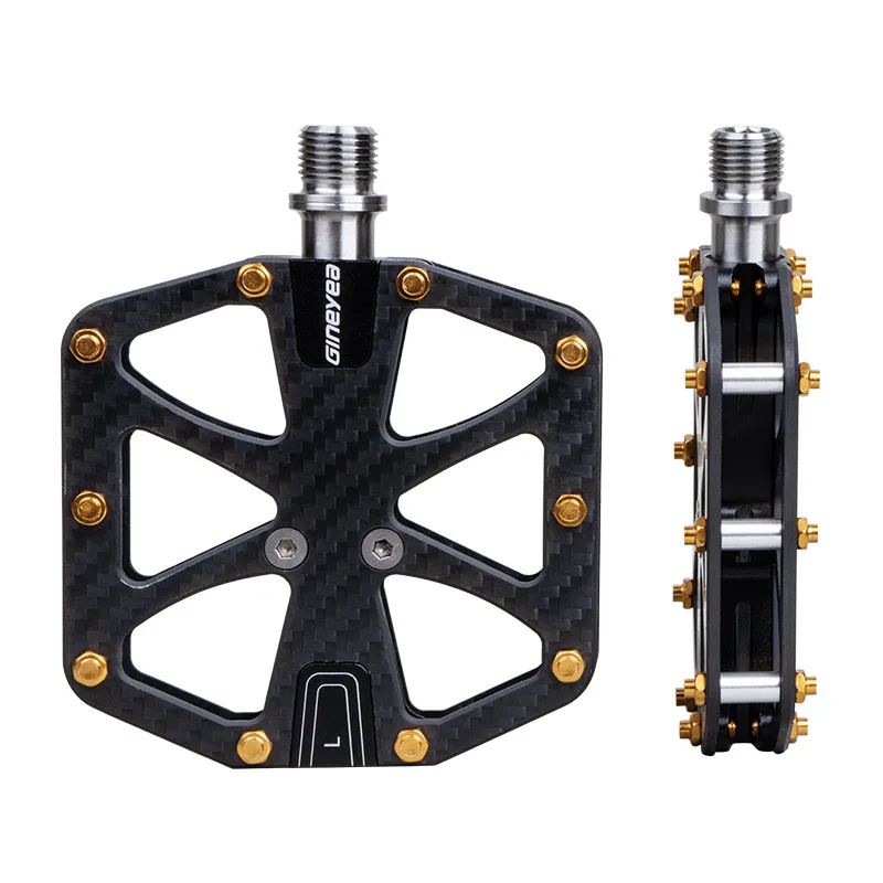 

Carbon Fiber Pedal Bike Road Bike Mountain Bike Non-slip Nail Tread Titanium Alloy Shaft Pedal Bicycle Accessories