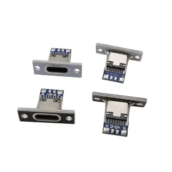 Conector USB 3.1 hembra tipo C con placa de fijación, 2, 4 y 6 pines, puerto de carga para PCB (5/10 unidades) 8 best sales USB C bricolaje - №4