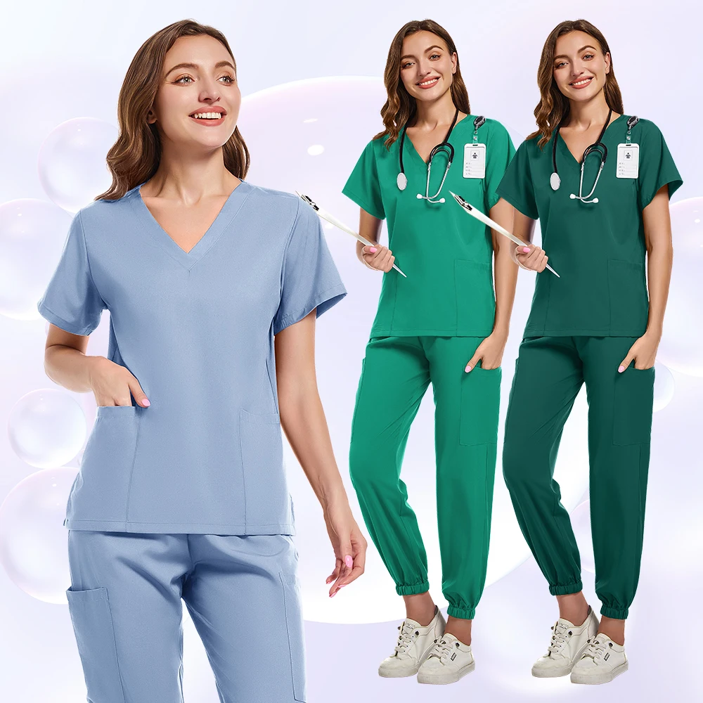 New Medical Clothing Operating Room Nursing  Nurse  Dental Work Clothes Beauty Salon Set Top Pants Products