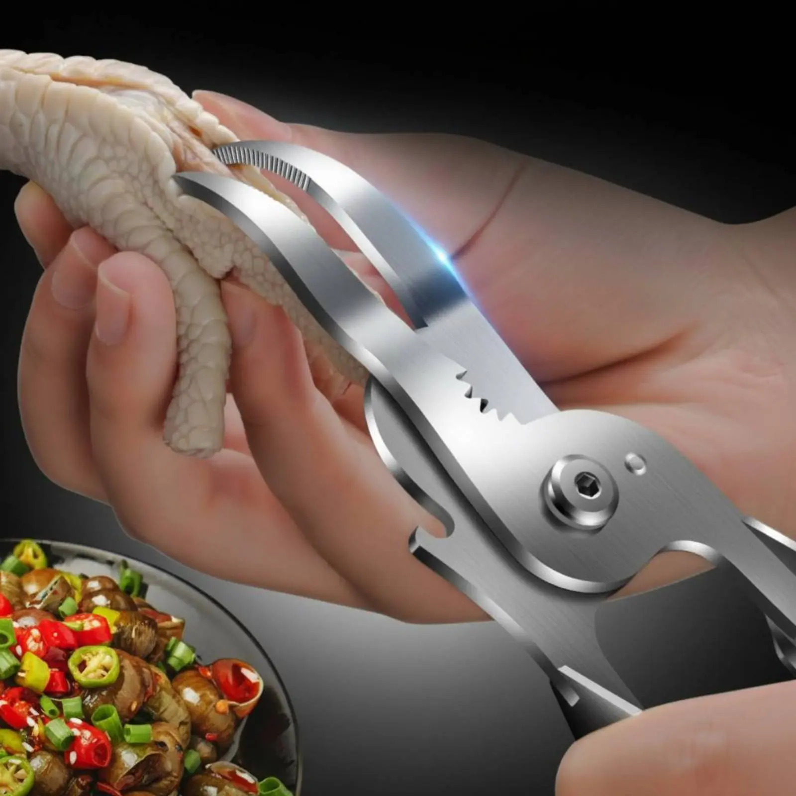 Chicken Feet Deboner Labor-Saving Coil Fowl Deboning Tool Multifunctional Kitchen Pliers Non-Slip Handle for Home Cooks