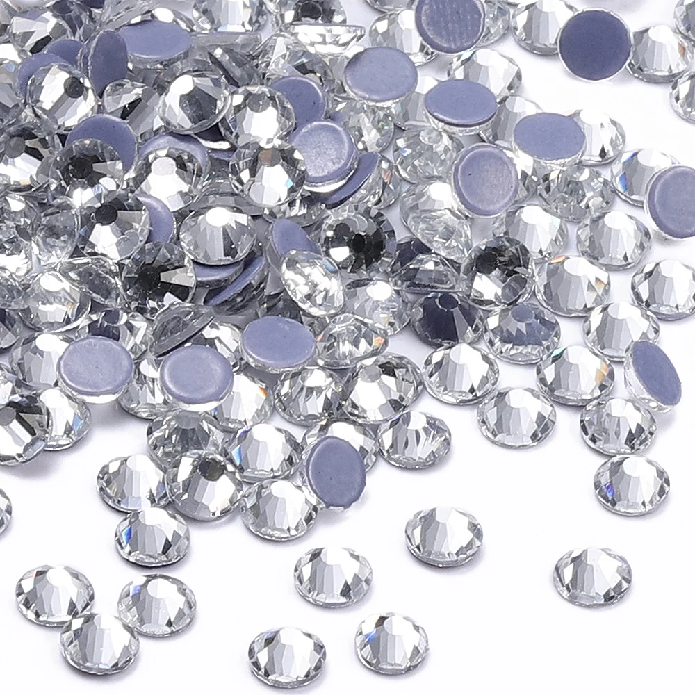 SS6-SS30 Größen Hotfix Strasssteine Superhelles Glas Strass Eisen auf Kristall für Nail Art Kleidungsstück Stoffdekorationen – Detail 4