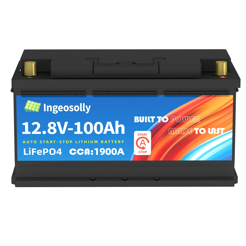 12V 100AH Car Starting Battery CCA 1900A Lithium Iron Phosphate Start-up Battery Deep Cycle,1280wh For Camping,RV,Solar Energy