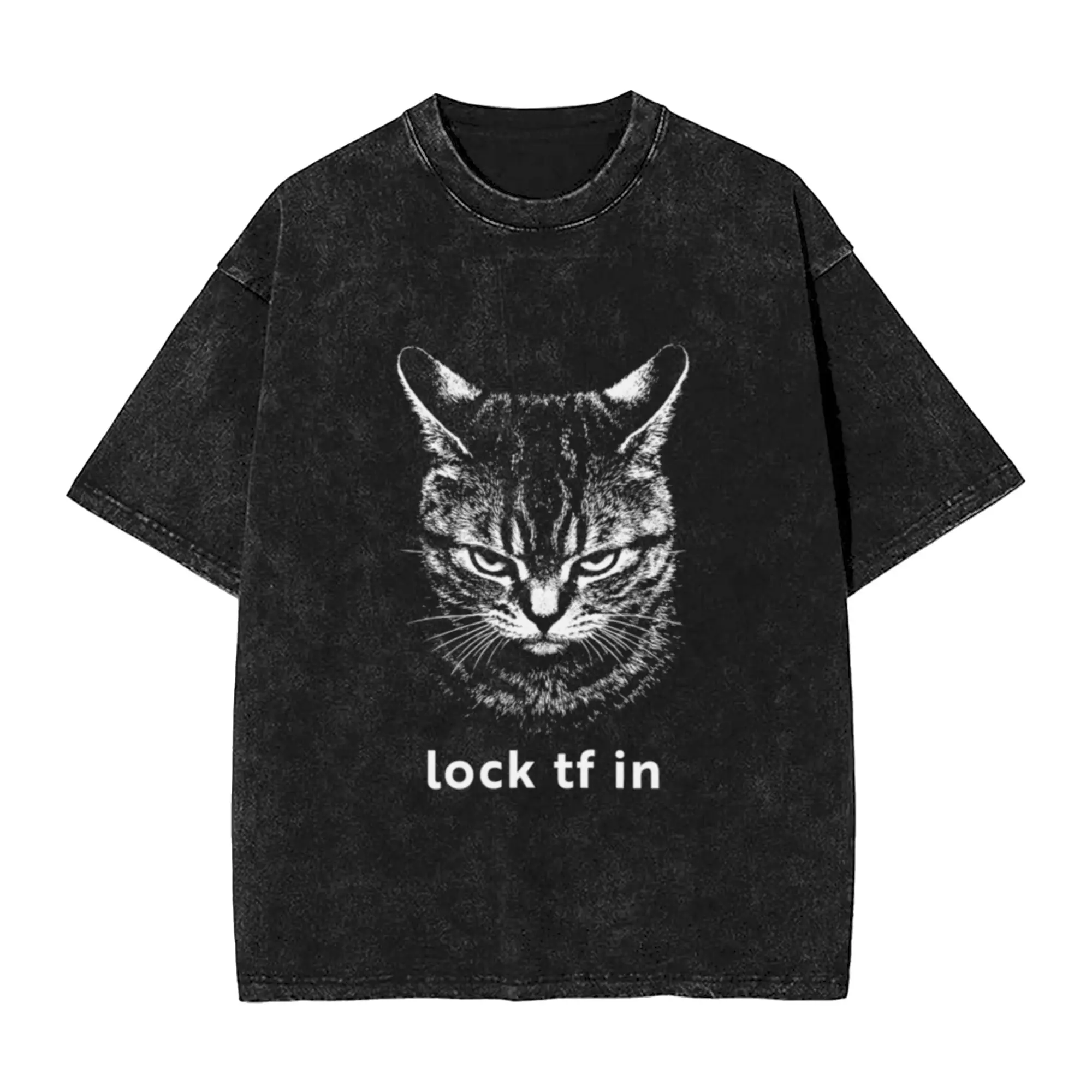 Lock TF In Cat Meme Classic Chic A T-Shirt Oversized Short Sleeve Men's Women's Cotton Tees Tops