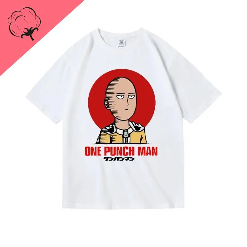 Anime Saitama Teacher One Punch Superman Fitness Exercise Gym Peripheral Clothes 100% Cotton Round Neck  T-shirt