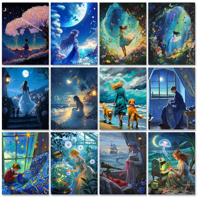 

GATYZTORY Oil Painting By Numbers For Adults Flowers Girl Picture Paint By Numbers Figure Canvas Painting DIY Handmade Home Deco
