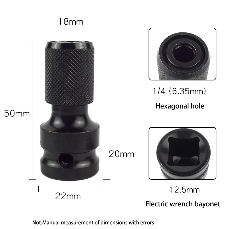 1Pc 1/2 Inch Square Drive To 1/4 Inch Hex Socket Adapter Converter Chuck Adapter For Impact Air And Electric Wrench Remover Tool