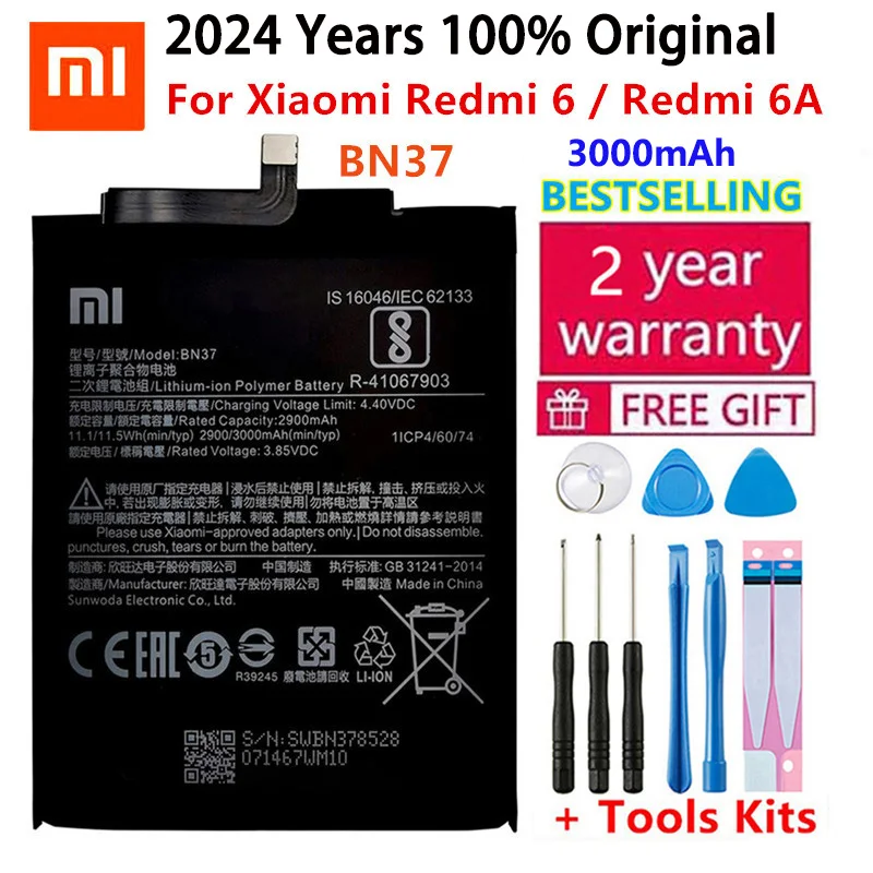 Original Replacement Battery For Xiaomi Mi Redmi6 Redmi 6 Redmi 6A Redrice 6 BN37 Genuine Phone Battery 3000mAh Fast Shipping