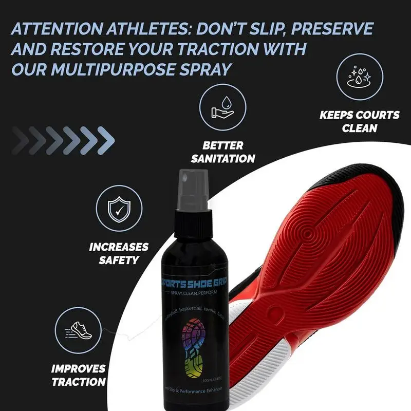 Basketball Shoe Grip Spray Anti-Slip Traction Grip Spray 100ml For Sneaker Soles Sneaker Grippers Rejuvenator For Baseball Golf