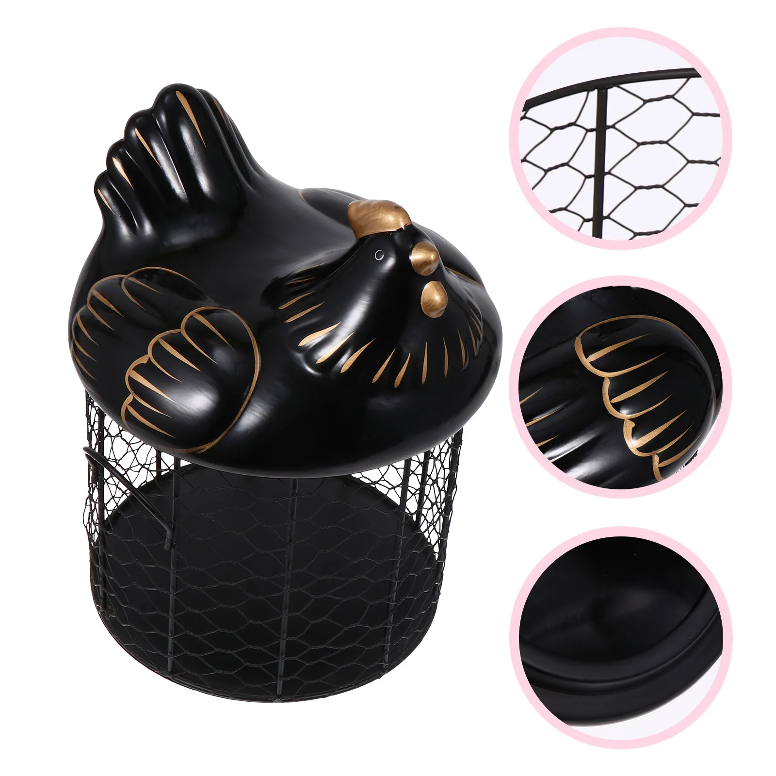 

Ceramic Covered Basket Kitchen Storage Container Egg Basket Household Goods Stainless Steel Creative Easy Storage