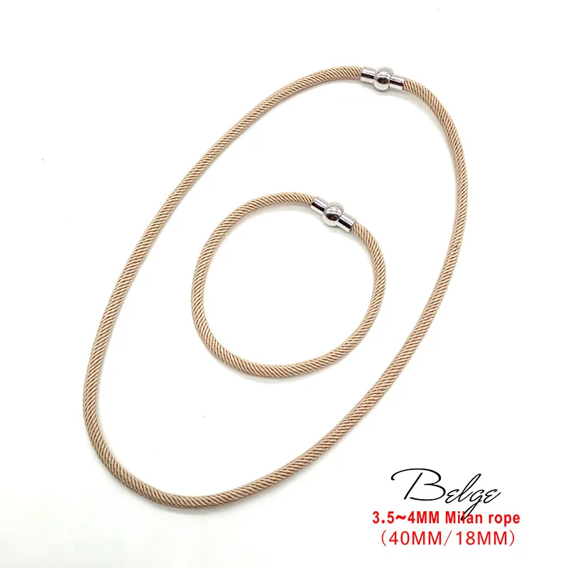 1 Set/lot 3.5~4mm High Quality Milan Rope Necklace Bracelet Two End Metal Stainless Steel Magnetic Buckle DIY Cord Charm Finding