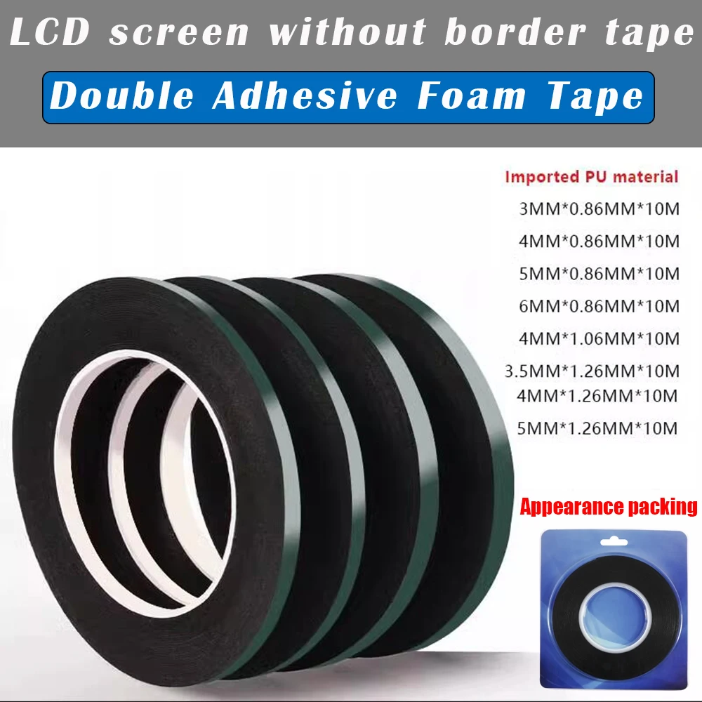 10M 3mm 3.5mm 4mm 5mm 6mm Double Sided Sticky Foam Tape Adhesive LCD Screen Frameless For TV Borderless Curved Display Sealing