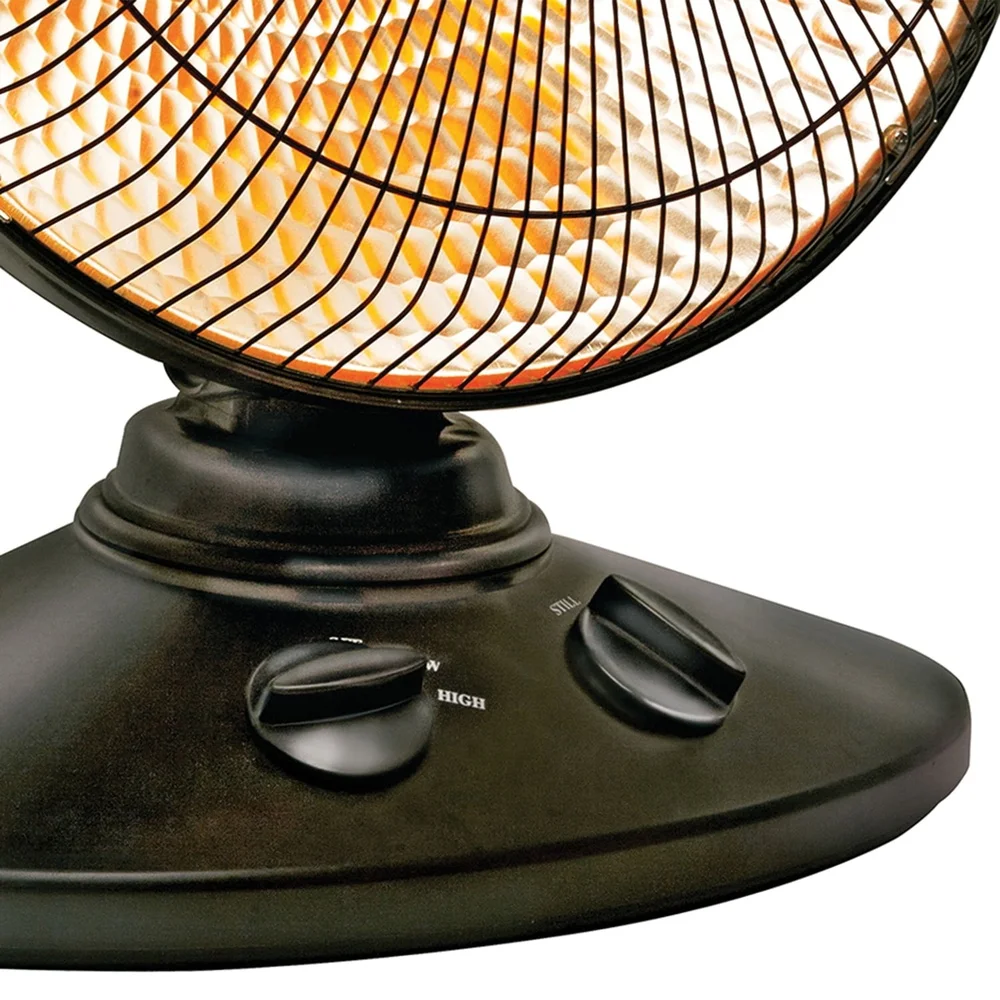 Portable 1000W Electric Oscillating Radiant Parabolic Heater Adjustable Thermostat Indoor Fan Compact Design Safety Grill