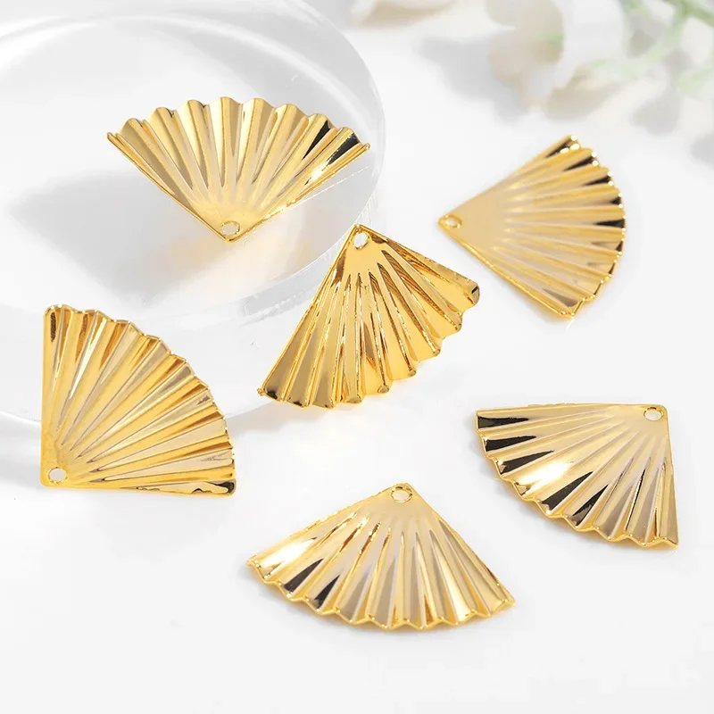 10pcs Raw Brass Fan shaped Charms Pendant DIY Accessories For Earrings Bracelet Jewelry Fingdings Making