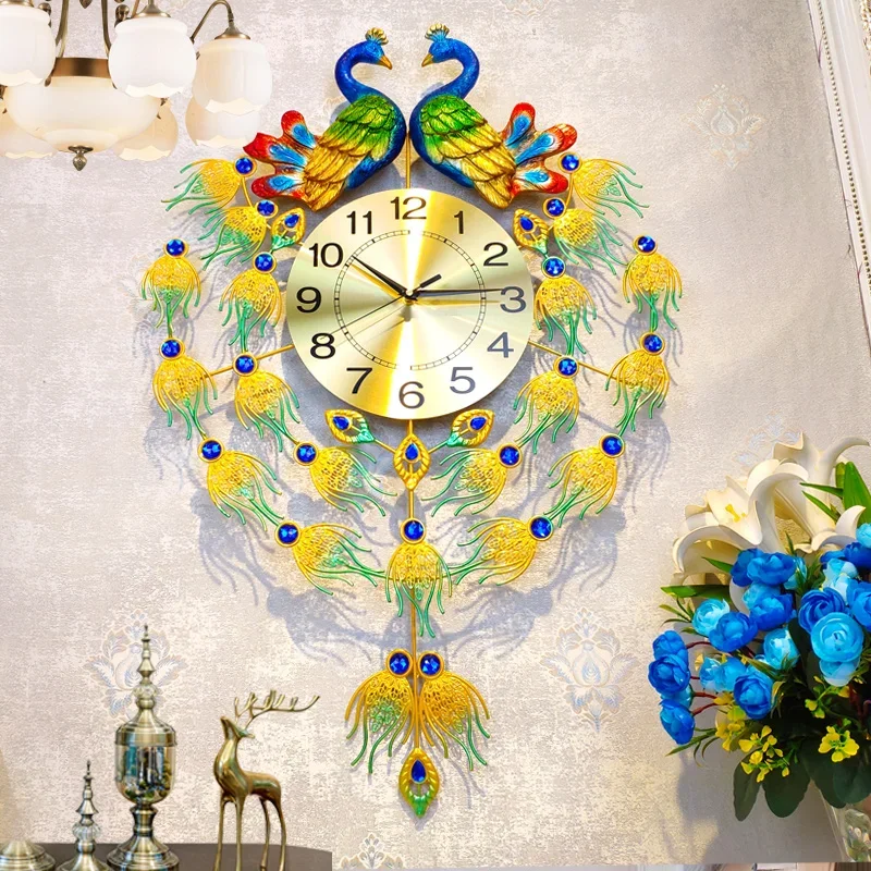 

Peacock Nordic Wall Clocks Digital Luxury Art Mural Big Size Modern Wall Watch Design Silent Reloj Pared Living Room Decoration