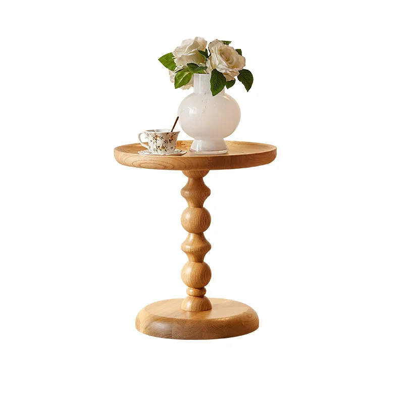 Nordic solid wood edge few round medieval small coffee table modern simple small table rack cup table