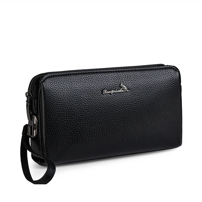 Brand New Men's Business Commuting Password Lock Anti-theft clutch bag purse PU Leather Long Wallet Multi Card Slot Wrist Bag