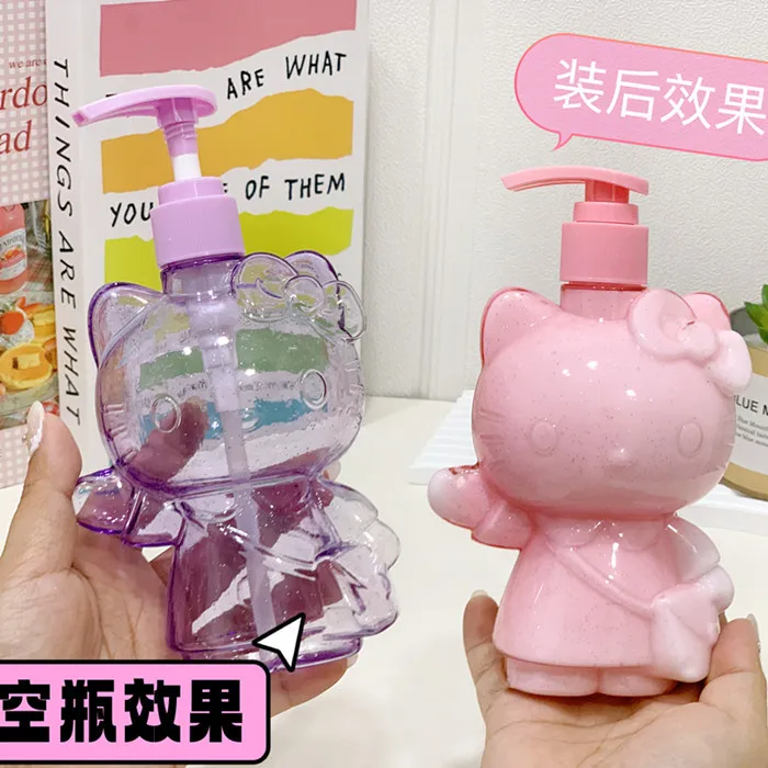 Bouteille de parfum transparente Anime Hello Kitty, Sanurgente Kawaii, bouteille de voyage, vaporisateur de cosmétiques, type presse, gratitude, 350ml