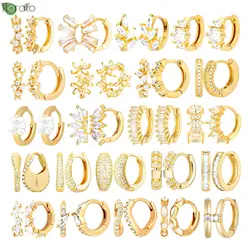 925 Sterling Silver Needle White Small Hoop Earrings for Women Gold Color Round Circle Huggie Earring Fashion Piercing Jewelry