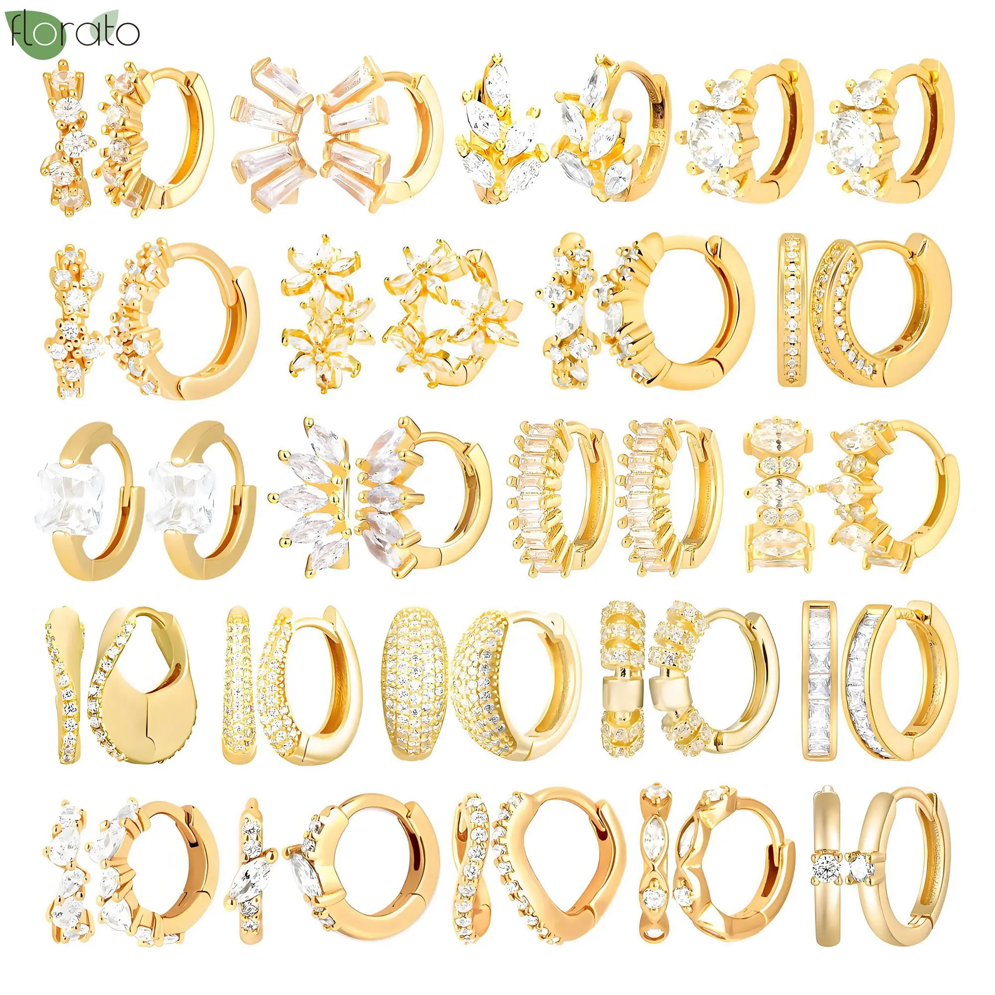 925 Sterling Silver Needle White Small Hoop Earrings for Women Gold Color Round Circle Huggie Earring Fashion Piercing Jewelry
