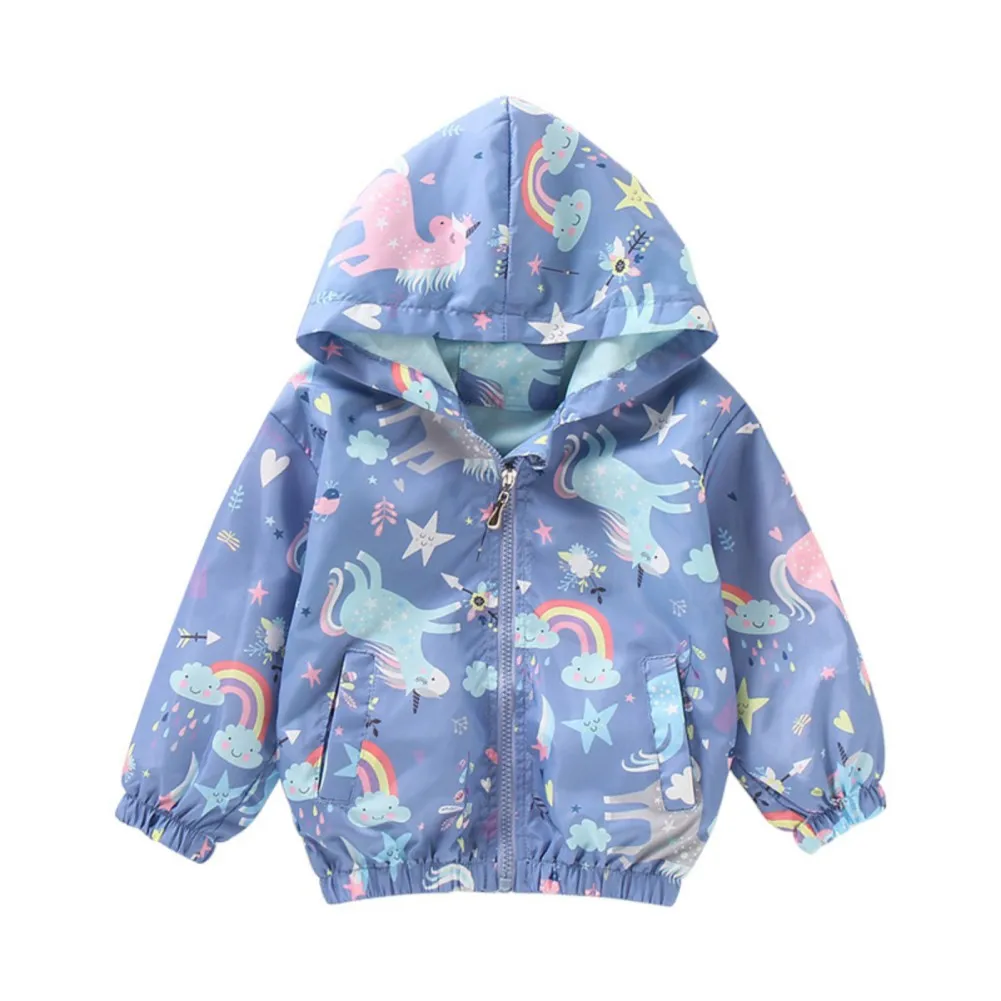 Girls Jackets Spring Casual Hooded Kids Windbreaker Coat For Girl Cute Cartoon Children Outerwear Clothing