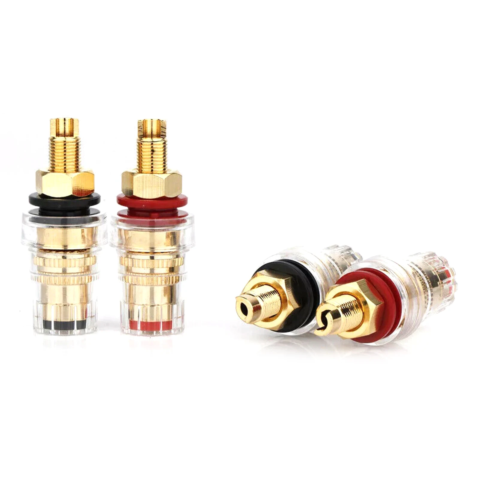 4Pcs/Set Banana Female Socket Gold Plated HIFI Audio Binding Post Copper Adapter Plug
